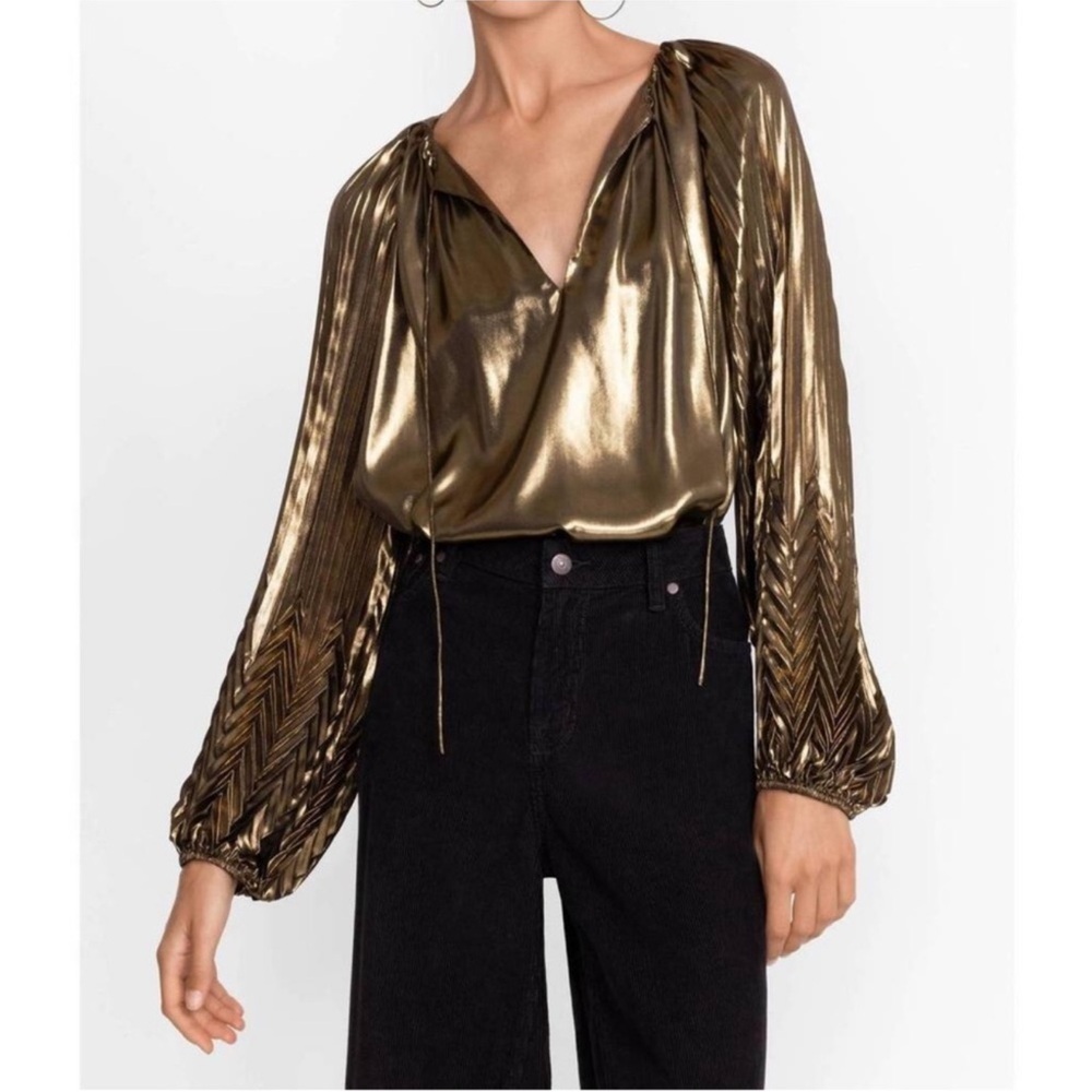 Johnny Was Golden Gem Pleated Blouse
